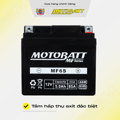 Bình Ắc Quy Xe Máy Khô Cọc Chì Motobatt Standard MF6S 12V 5Ah Màu Đen