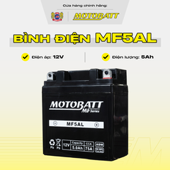 Bình Ắc Quy Xe Máy Khô Cọc Chì Motobatt Standard MF5AL 12V 5Ah Màu Đen