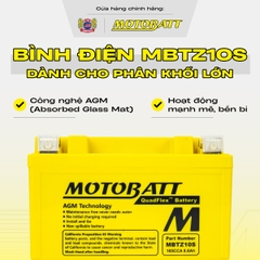Bình điện phân khối lớn Motobatt Quadflex 190A 8,6Ah dòng CCA cực cao bảo hành 12 tháng chính hãng