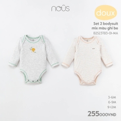 NOUS - Set 2 body mix màu ghi be - Doux - 6M