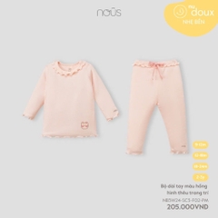 NOUS - Bộ dài tay màu hồng hình thêu trang trí 2Y - SS24.T8A