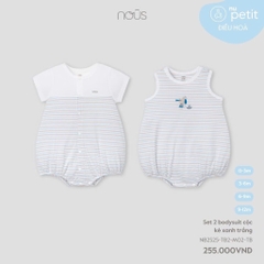 NOUS - Set 2 body cộc kẻ xanh trắng - SS25.T4A