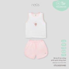 NOUS:-:Bộ:ba:lỗ:áo:trắng:phối:quần:hồng:nhạt:-:9-12M:-:SS25.T3A