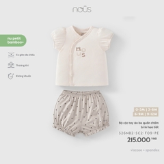 (0M-9M) NOUS - Bộ cộc tay áo be quần chấm bi in họa tiết - SS26.T8A
