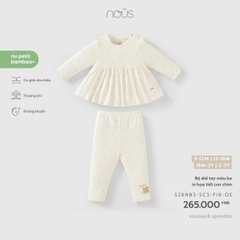 (9M-2Y) NOUS - Bộ dài tay màu be in họa tiết con chim - SS26.T8A