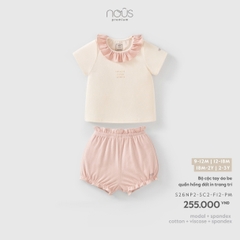 (9M-2Y) NOUS - Bộ cộc tay áo be quần hồng đất in trang trí - SS26.T8A