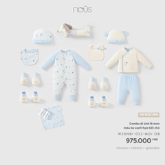 (Newborn) NOUS - Combo đi sinh 16 món màu be xanh họa tiết chó - SS26.T9A
