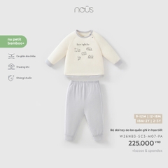 (9M-2Y) NOUS - Bộ dài tay áo be quần ghi in họa tiết - SS26.T9A