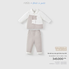 (9M-2Y) NOUS - Bộ dài tay màu ghi thêu họa tiết - SS26.T9A