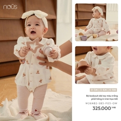 (0M-9M) NOUS - Bộ bodysuit dài tay màu trắng phối hồng in tràn họa tiết - SS26.T10A