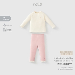 (9M-2Y) NOUS - Bộ giữ nhiệt áo be quần hồng - SS26.T10A