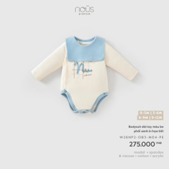 (0M-9M) NOUS - Bodysuit dài tay màu be phối xanh in họa tiết - SS26.T10A