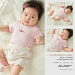 (0M-9M) NOUS - Bộ cộc tay áo hồng quần be in họa tiết mèo - SS26.T10A