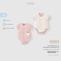 (0M-9M) NOUS - Set 2 bodysuit cộc tay màu hồng và be họa tiết củ cải - SS26.T10A