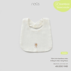 NOUS - Yếm tròn bamboo màu trắng in mèo vàng Nous -SS25.T9A