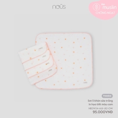 NOUS - Set 5 khăn sữa trắng in họa tiết màu cam - SS24.T11A