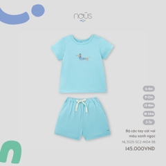 NOUS:MINI:-:Bộ:cộc:tay:cài:vai:màu:xanh:ngọc:-:6-9M:-:SS25.T4B