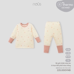 NOUS - Bộ giữ nhiệt màu be in họa tiết phối màu hồng 12M - SS24.T8A