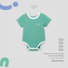 NOUS MINI - Body cộc tay cài vai màu xanh cổ vịt phối trắng - SS25.T4A