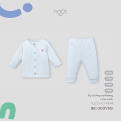 NOUS MINI - Bộ dài tay cài thẳng màu xanh - SS25.T4A