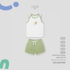 NOUS MINI - Bộ ba lỗ áo trắng quần xanh lá - SS25.T4B