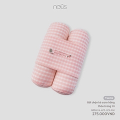 NOUS - Gối chặn kẻ caro hồng thêu trang trí - SS24.T8A