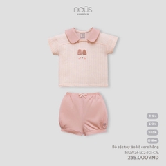 NOUS - Bộ cộc tay áo kẻ caro hồng 3M - SS24.T8A