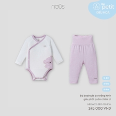 NOUS:-:Bộ:body:chip:dài:áo:trắng:hình:gấu:phối:quần:chấm:bi:-SS25.T9A:-:0-3M:-: