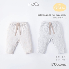 NOUS - Set 2 quần dài mix màu ghi be - Doux