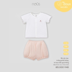 NOUS - Bộ cộc tay trắng phối hồng in họa tiết quả hồng - 3-6M - SS25.T9A
