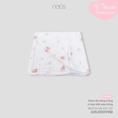 NOUS - Khăn đa năng trắng in họa tiết màu hồng - SS24.T8A