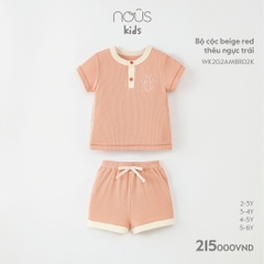 Nous - Bộ cộc beige red thêu ngực trái - 2Y - - Kids