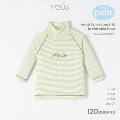 NOUS - Áo cổ 5cm kẻ xanh lá in chó mèo Nous - Nu Petit - 9M - SS23.10 - ZTD