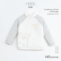 NOUS - Áo dài tay cổ 3cm in hình gấu  - Nu Kids - 2Y - SS23.9 - ZTD