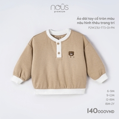 NOUS - Áo dài tay cổ tròn màu nâu hình thêu trang trí  - Nu Pre - 9M - SS23.9