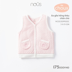 NOUS - Áo gile hồng thêu chân chó - 6M - ZTD