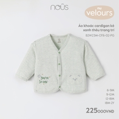NOUS - Áo khoác cardigan kẻ xanh thêu trang trí - Nu Velours - 6M - SS23.10 - ZTD