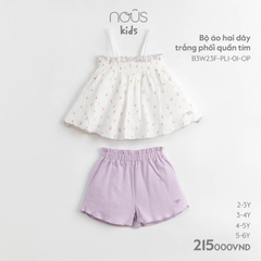 NOUS - Bộ áo hai dây trắng phối quần tím - Kids - Kids