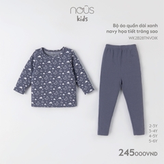 NOUS - Bộ áo quần dài xanh navy họa tiết trăng sao  - Nu Kids - 2Y - SS23.9 - ZTD