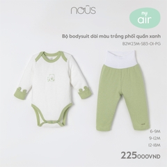 NOUS - Bộ bodysuit dài màu trắng phối quần xanh  - Nu Air - 6M - SS23.9 - ZTD