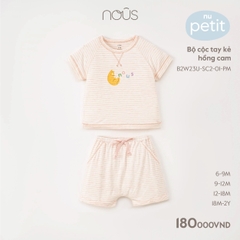 NOUS - Bộ cộc tay kẻ hồng cam - 12-18M -