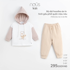 NOUS - Bộ dài hoodies áo in hình gấu phối quần màu nâu - Kids - 2Y - Kids - ZTD
