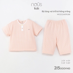 NOUS - Bộ lửng vai trễ kẻ hồng trắng