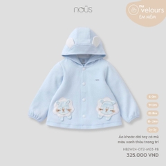 NOUS - Áo khoác dài tay có mũ màu xanh thêu trang trí - - 6-9M - SS25.T9A