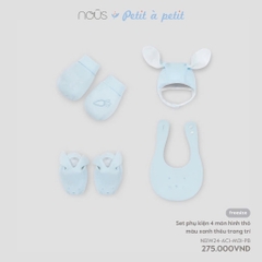 NOUS - Set phụ kiện 4 món hình thỏ màu xanh thêu trang trí - SS24.T8A