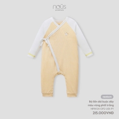 NOUS - Body dài buộc dây màu vàng phối trắng NB - SS24.T8A
