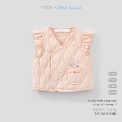 NOUS - Áo gile chần bông màu hồng thêu trang trí -SS25.T9A