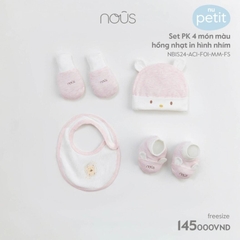 NOUS - Set PK 4 món màu hồng nhạt in hình nhím - Nu Petit - FS
