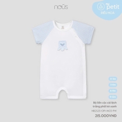 NOUS - Body cộc cài lệch trắng phối kẻ xanh - SS25.T4A