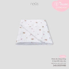 NOUS - Khăn đa năng trắng họa tiết màu nâu - SS24.T8A